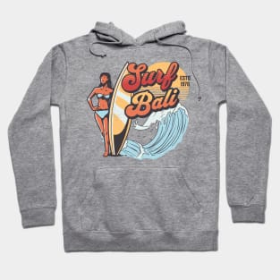 Surf Bali // Vintage Surfer Babe // Retro Surfing Hoodie